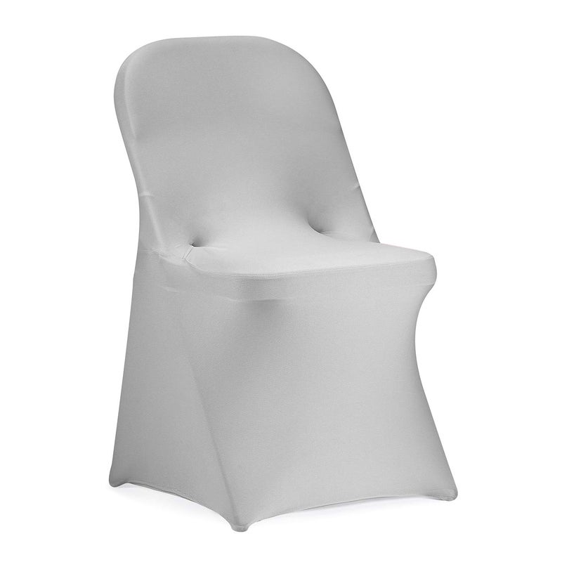 Peomeise Stretch Spandex Folding Chair Cover for Wedding Party Dining Banquet Event (Silver,25pcs) - Image 1